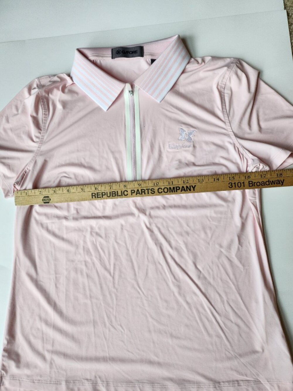 G/FORE Kapalua Butterfly Silky Tech Nylon Zip Golf Polo Pink Equestrian Style M - Picture 15 of 15